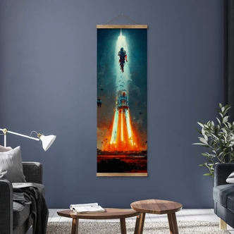 Textielposter Heine - De ruimte in - raketlancering - Astro Cruise 