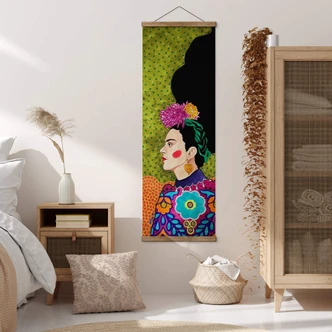 Textielposter Hülya - Portret van Frida 
