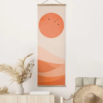 Tekstil plakat Harmonisk landskab orange - Kubistika 