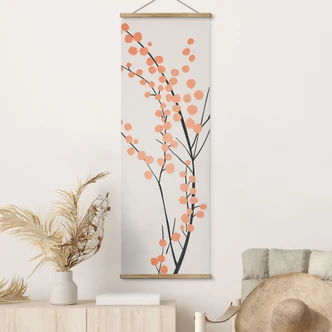 Tekstil plakat Ferskenfarvede kirsebærblomster - Kubistika 