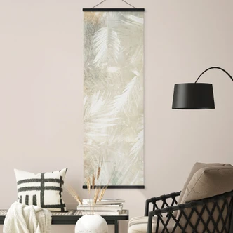 Stoffbild Abstrakte weiße Palmenblätter - Kulik - Panorama 