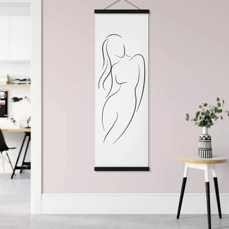 Póster de tela Lineart - La silueta de una mujer - Panorama 