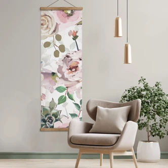 Textil poster i canvas UN Designs - Blommor i målningsstil - Panorama 