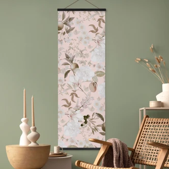 Affiche textile Illustration boho avec des fleurs et des fruits - UN Designs 