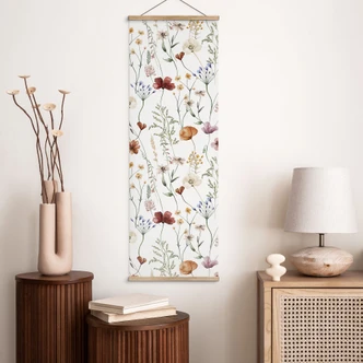 Obraz tkaniny Kolorowe polne kwiaty - UN Designs - Panorama 