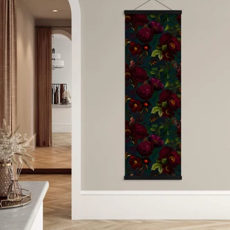 Textil poster UN Designs - Mörka blommor - Panorama 