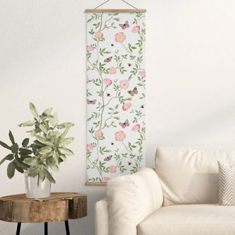 Affiche textile Roses roses au printemps - UN Designs 