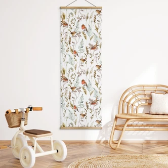 Textielposter Mussen en roodborstjes - UN Designs 