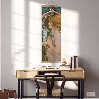 Textil poster Mucha - Fjädern - Panorama Textil poster Mucha - Fjädern - Panorama