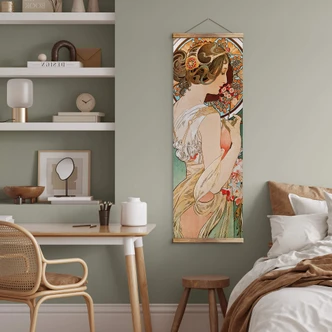 Textielposter Mucha - Sleutelbloemen 