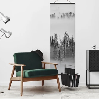 Stoffbild Nebelwald in Schwarz-Weiß - Panorama - Xu 