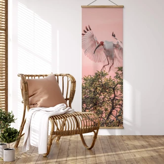 Stoffbild Zhao - Vogelpärchen im Sonnenuntergang - Panorama 