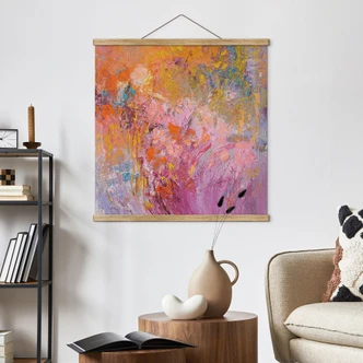 Stampe su tessuto Giardino di rose astratto e colorato - Fagan - Quadrato 