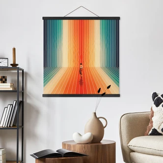 Stoffbild Frau vor der Regenbogen-Kulisse - Taudalpoi - Quadratisch 