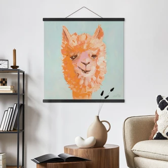 Affiche textile Alpaca orange - Zwara - Carré 