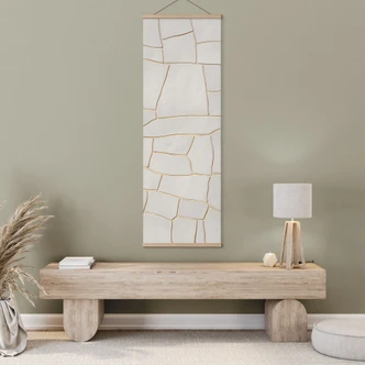 Textile poster Abstract cracked pattern in beige | natural stone pattern - Alma - Panorama 