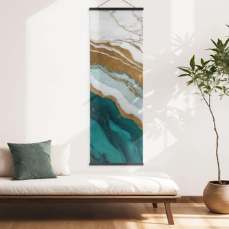 Stoffbild Marmor-Fluss aus Gold und Jade - Alpenglow Workshop - Panorama 