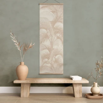 Stoffbild Palmen im Dschungel Beige - Bloomery Decor - Panorama 