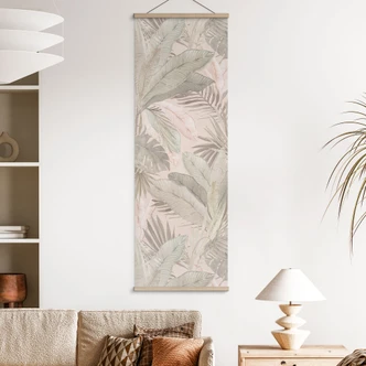 Stoffbild Tropenblätter im Dschungel Pastell - Bloomery Decor - Panorama 