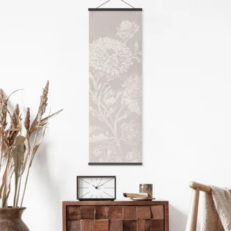 Textil poster Vilda blommor i kritlook Beige - Blomstrande dekor - Panorama 