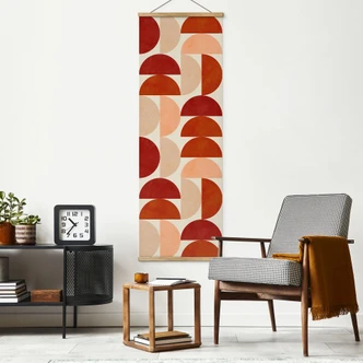 Stoffbild Abstrakte Halbkreise in warmen Naturtönen - Bré - Panorama 