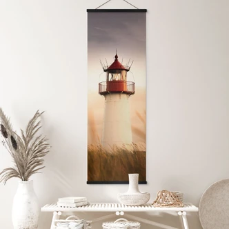 Stoffbild Leuchtturm an der Küste von Sylt - Eisenmann - Panorama 