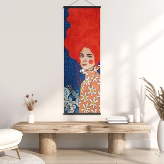 Textile poster Woman with red hair and flowers - Hülya - Panorama 