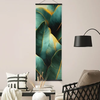 Póster de tela Hojas de plátano exóticas - Jaszke - Panorama 