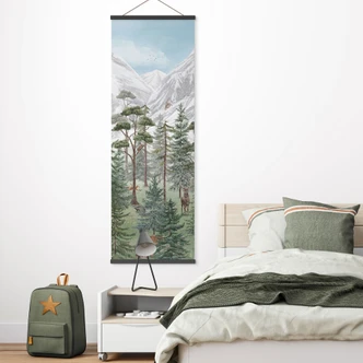 Textile poster forest animals in the green alpine forest - Kikki Belle - Panorama 