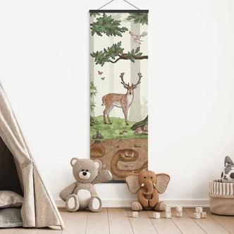 Textile poster hidden object forest animals - Kikki Belle - Panorama 