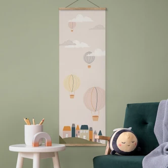 Stoffbild Bunte Heißluftballons am Himmel - Lisboa - Panorama 