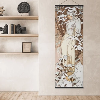 Textile poster Mucha - Seasons: Winter 1900 - Panorama 