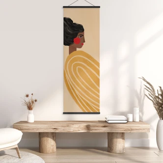 Textielposter vrouw met gele werveling - Müller 