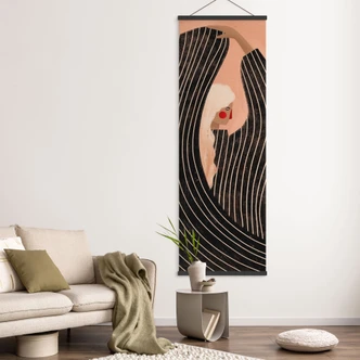 Textile poster woman with black striped dress - Müller - Panorama 