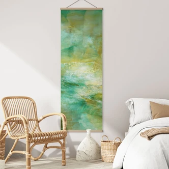 Textile poster Abstract horizon in lime green - Schmucker - Panorama 