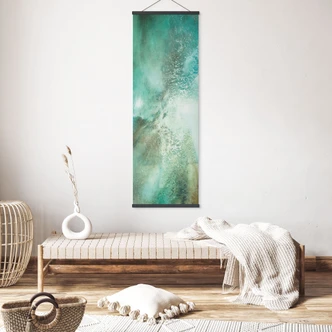 Textile poster Abstract turquoise in light and structure - Schmucker - Panorama 