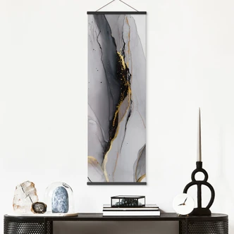 Stoffbild Abstrakte Komposition in Gold und Grau - Shelest - Panorama 