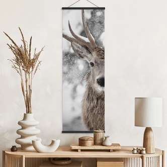 Textile poster deer in a snow flurry - Strigel - Panorama 