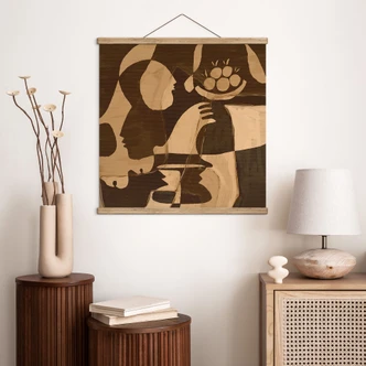 Stampe su tessuto Composizione astratta nei toni caldi della terra - Al Dafai - Quadrato 