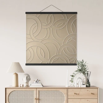 Stoffbild Abstrakte Ringe beige - Grande - Quadratisch 