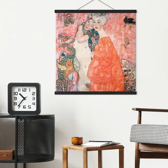 Obraz z tkaniny Klimt - Dziewczyny - Kwadrat Obraz z tkaniny Klimt - Dziewczyny - Kwadrat