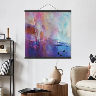 Obraz tkaniny Abstrakcyjna linia brzegowa w kolorze fioletowym - Schmucker - Square Obraz tkaniny Abstrakcyjna linia brzegowa w kolorze fioletowym - Schmucker - Square