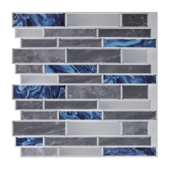 Carrelage adhésif briques gris, bleues - Set de 4 en 30,5 x 30,5 cm l'un 