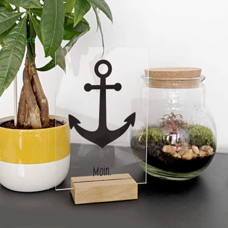 Tischaufsteller Moin mit Anker 