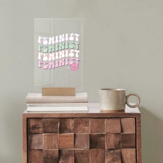 Feministisch kusmondje pop-art tafelstuk 