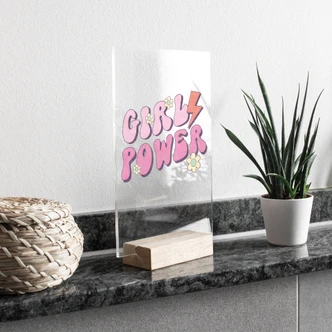 Tafelstandaard Girl Power retro belettering paars 