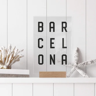 Tischaufsteller Typografie Barcelona 