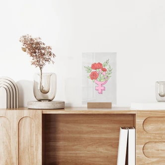 Venusteken tafelstuk met bloemen 