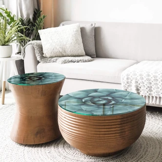 Glazen Tafelblad rond - Agave 02 