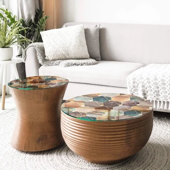 Glazen Tafelblad rond Fredriksson - Hexagons 